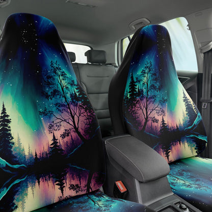 Northern Lights 8 Car Seat Covers - Front Seat Cover or Full Set Front and Back Seat Cover Universal Fit