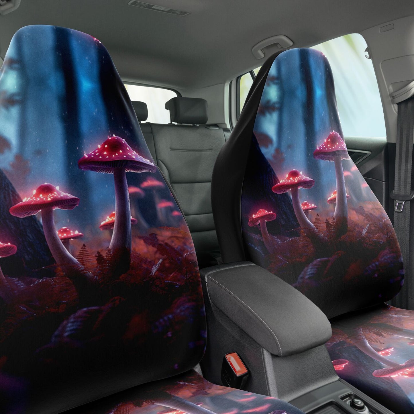 Pink Mushroom Car Seat Cover - Front Seat Cover or Full Set Front and Back Seat Cover Universal Fit