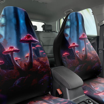 Pink Mushroom Car Seat Cover - Front Seat Cover or Full Set Front and Back Seat Cover Universal Fit