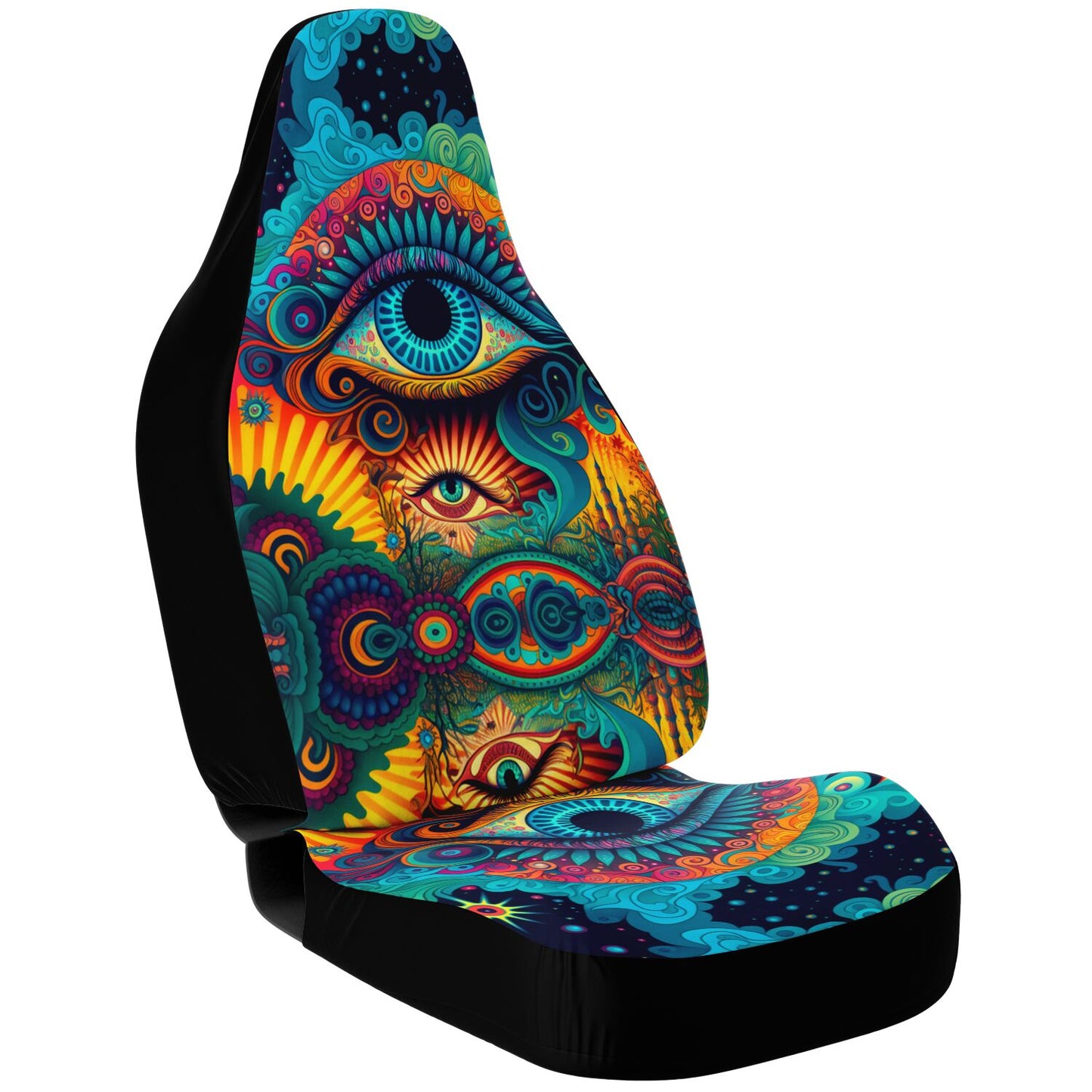 Psychedelic Eye Car Seat Cover - Front Seat Cover or Full Set Front and Back Seat Cover Universal Fit