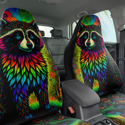Psycho Raccoon Car Seat Cover - Front Seat Cover or Full Set Front and Back Seat Cover Universal Fit