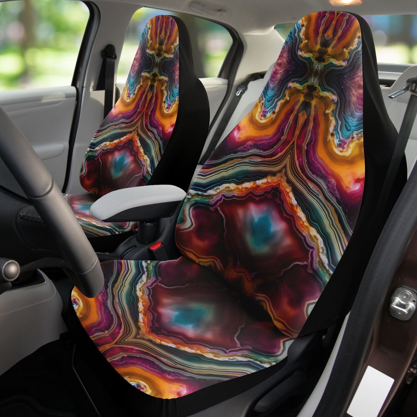 Cracked Geode Car Seat Cover - Front Seat Cover or Full Set Front and Back Seat Cover Universal Fit