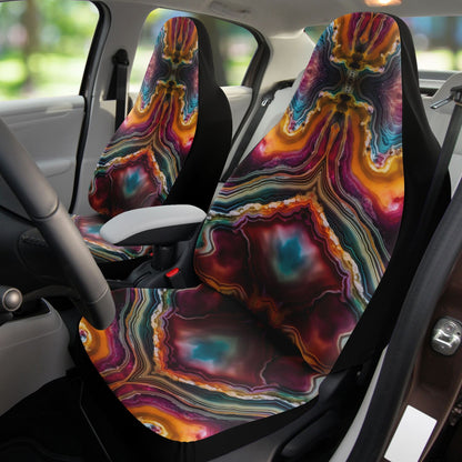 Cracked Geode Car Seat Cover - Front Seat Cover or Full Set Front and Back Seat Cover Universal Fit