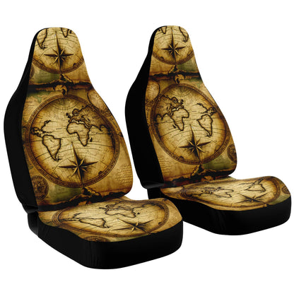 Old World Maps 1 Car Seat Covers - Front Seat Cover or Full Set Front and Back Seat Cover Universal Fit