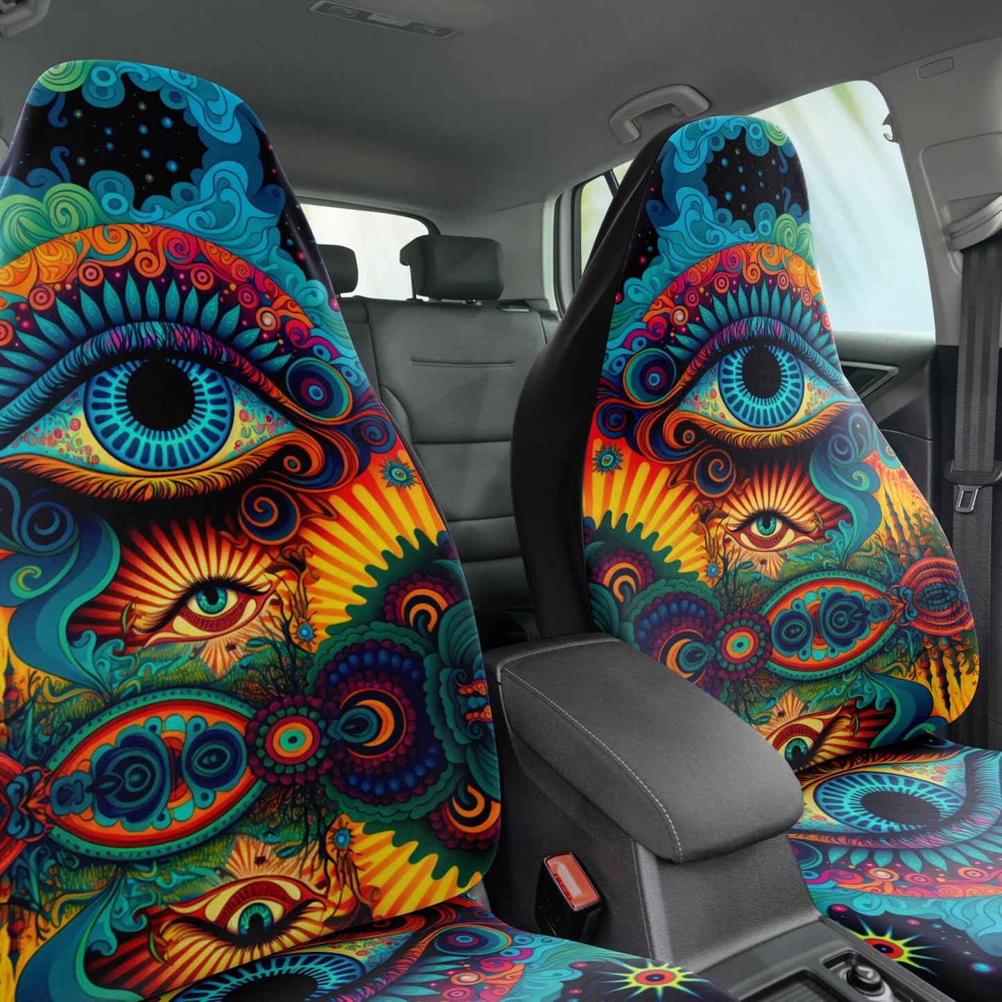 Psychedelic Eye Car Seat Cover - Front Seat Cover or Full Set Front and Back Seat Cover Universal Fit