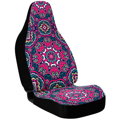 Funky Pink Mandala Car Seat Covers - Front Seat Cover or Full Set Front and Back Seat Cover Universal Fit