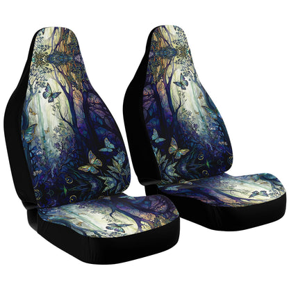 Blue Enchanted Forest Car Seat Cover - Front Seat Cover or Full Set Front and Back Seat Cover Universal Fit