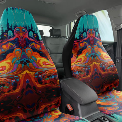 Psychedelic Alien Landscape Car Seat Cover - Front Seat Cover or Full Set Front and Back Seat Cover Universal Fit