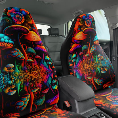 Psychedelic Mushrooms Car Seat Cover - Front Seat Cover or Full Set Front and Back Seat Cover Universal Fit