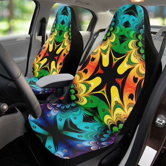 Rainbow Iron Cross Car Seat Cover - Front Seat Cover or Full Set Front and Back Seat Cover Universal Fit