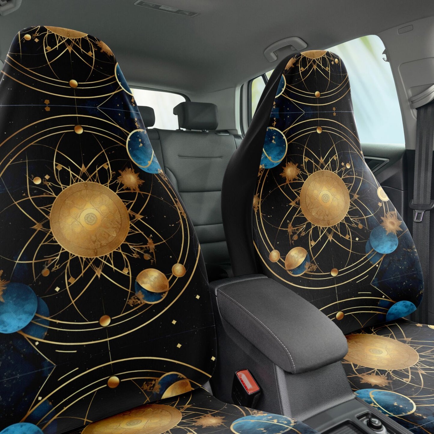 Celestial Planets Moon Car Seat Covers - Front Seat Cover or Full Set Front and Back Seat Cover Universal Fit