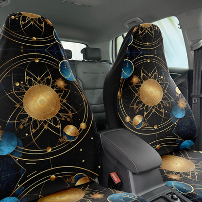 Celestial Planets Moon Car Seat Covers - Front Seat Cover or Full Set Front and Back Seat Cover Universal Fit