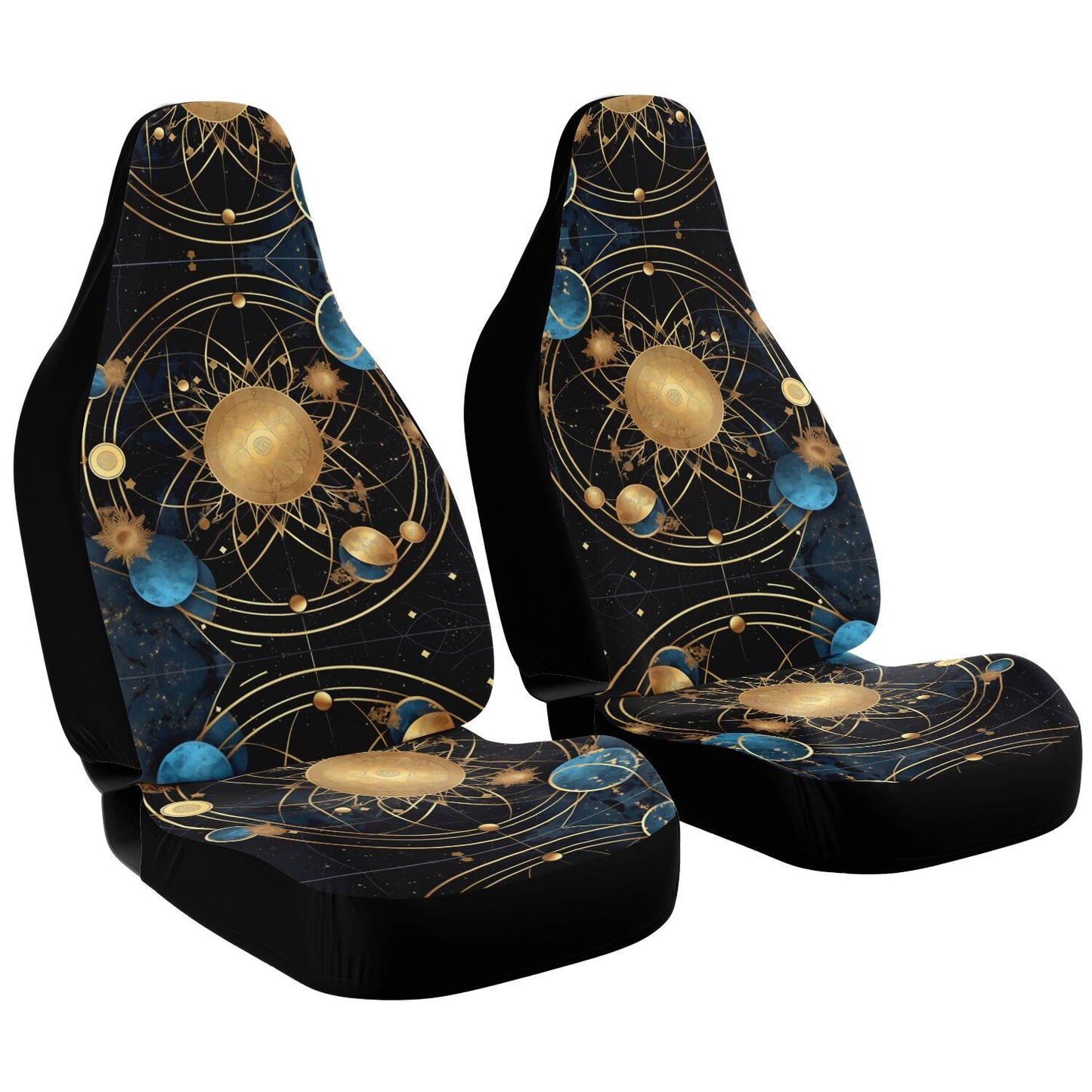 Celestial Planets Moon Car Seat Covers - Front Seat Cover or Full Set Front and Back Seat Cover Universal Fit