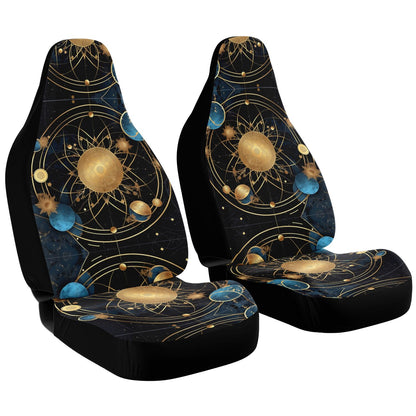 Celestial Planets Moon Car Seat Covers - Front Seat Cover or Full Set Front and Back Seat Cover Universal Fit