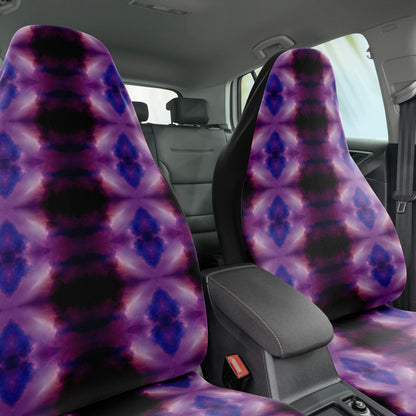 Purple Diamond Tie Dye Car Seat Cover - Front Seat Cover or Full Set Front and Back Seat Cover Universal Fit
