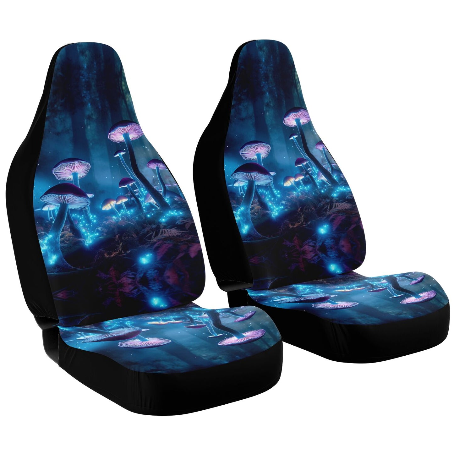 Blue Mushroom Car Seat Cover - Front Seat Cover or Full Set Front and Back Seat Cover Universal Fit