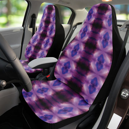 Purple Diamond Tie Dye Car Seat Cover - Front Seat Cover or Full Set Front and Back Seat Cover Universal Fit