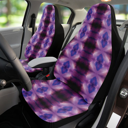 Purple Diamond Tie Dye Car Seat Cover - Front Seat Cover or Full Set Front and Back Seat Cover Universal Fit