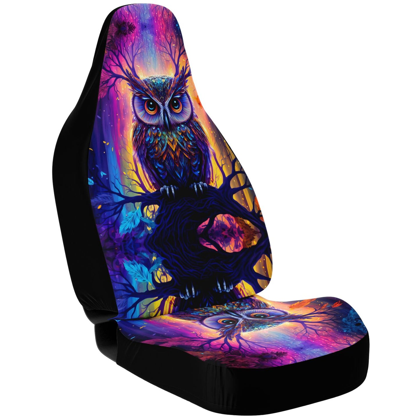 Psychedelic Owl Car Seat Cover - Front Seat Cover or Full Set Front and Back Seat Cover Universal Fit