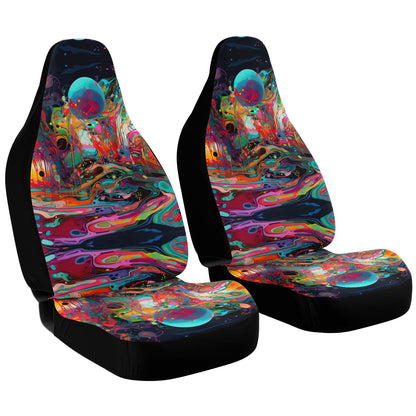 Psychedelic Landscape 3 Car Seat Cover - Front Seat Cover or Full Set Front and Back Seat Cover Universal Fit