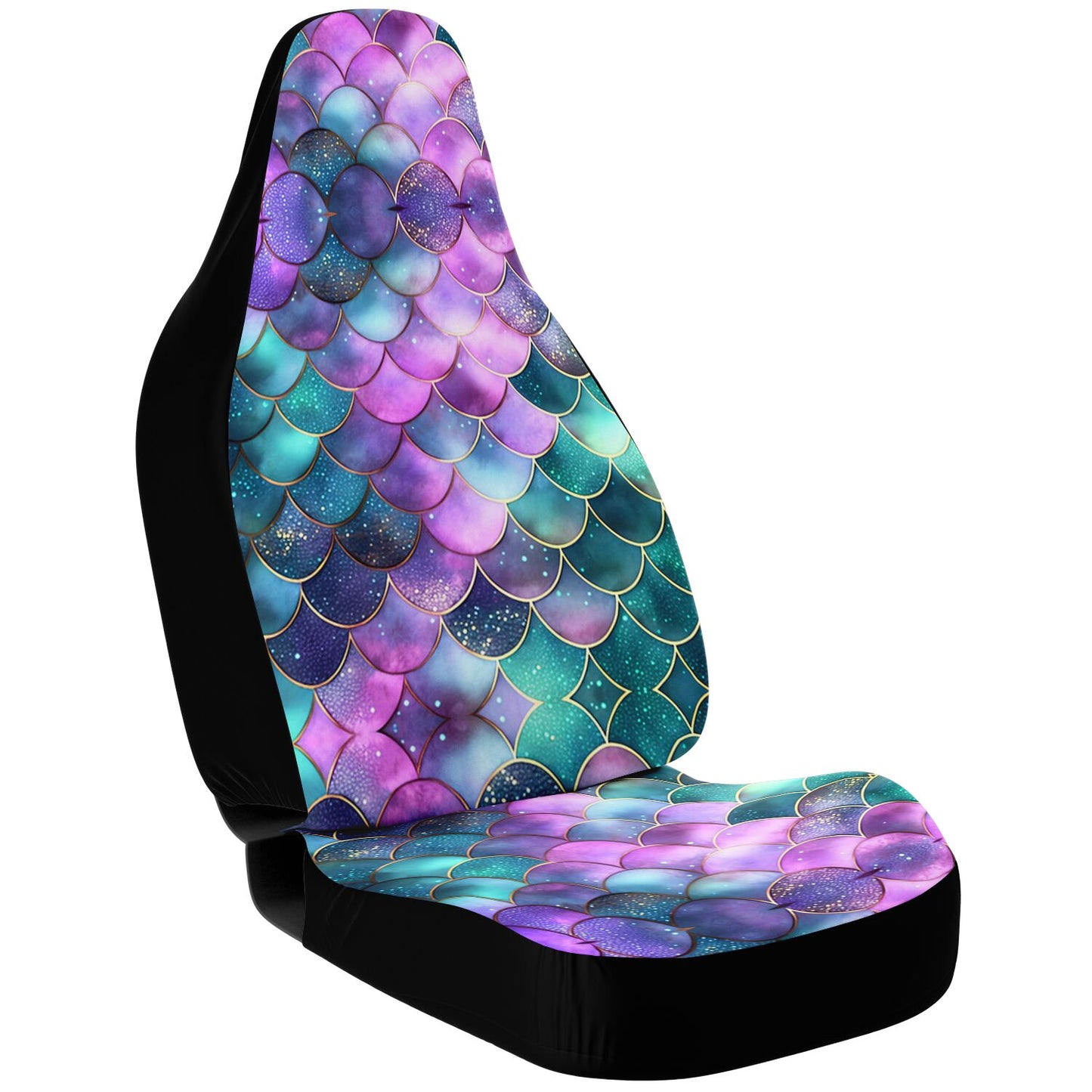 Mermaid Scales Purple Green Car Seat Covers - Front Seat Cover or Full Set Front and Back Seat Cover Universal Fit