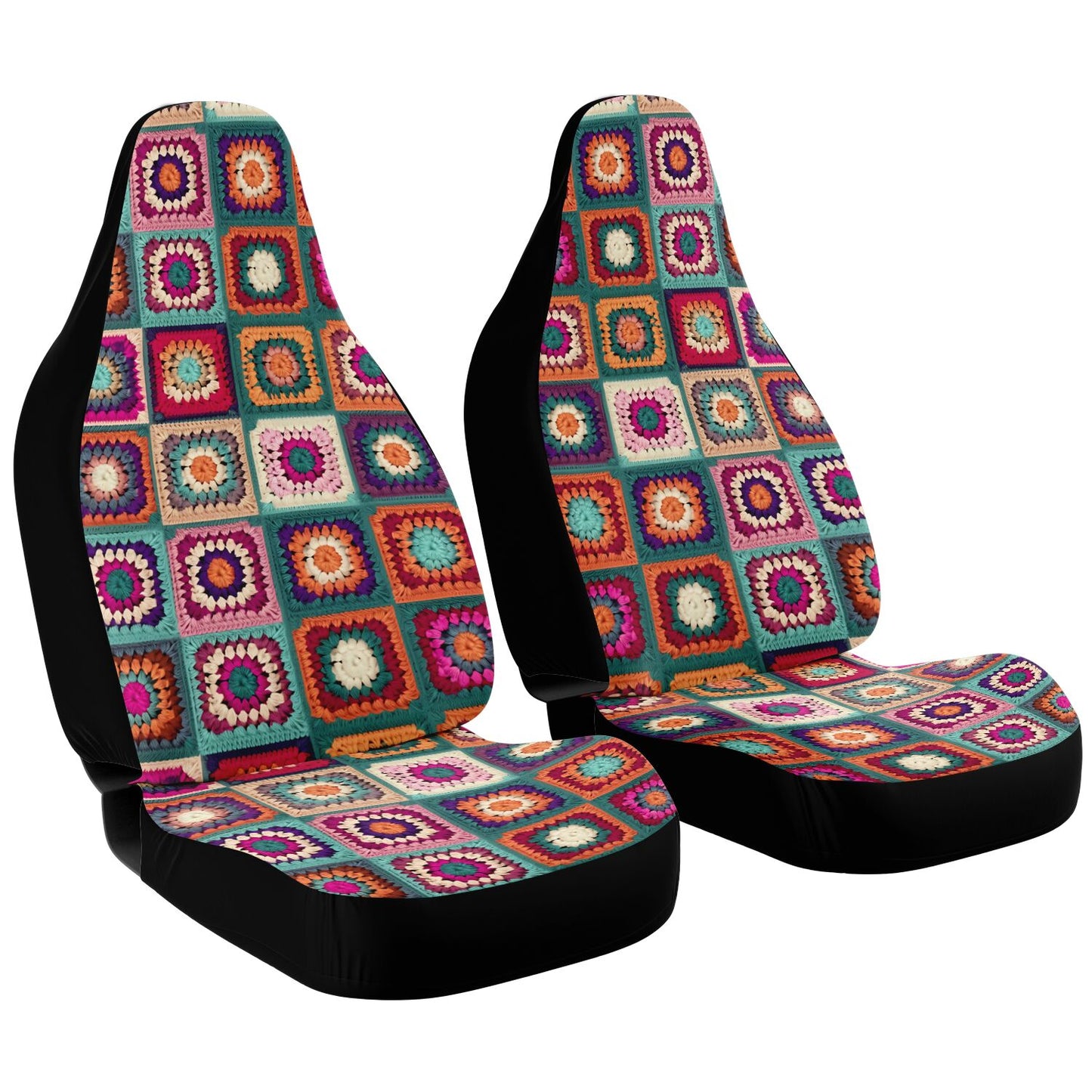 Granny Squares Car Seat Covers - Front Seat Cover or Full Set Front and Back Seat Cover Front Seat Cover Universal Fit