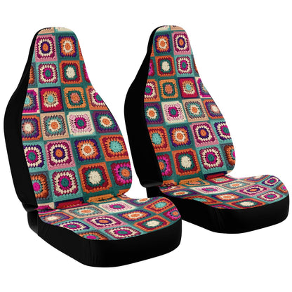 Granny Squares Car Seat Covers - Front Seat Cover or Full Set Front and Back Seat Cover Front Seat Cover Universal Fit