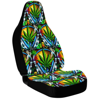 Smoking Green Leaf Car Seat Covers - Front Seat Cover or Full Set Front and Back Seat Cover Universal Fit