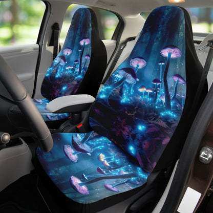 Blue Mushroom Car Seat Cover - Front Seat Cover or Full Set Front and Back Seat Cover Universal Fit