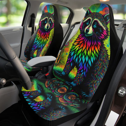 Psycho Raccoon Car Seat Cover - Front Seat Cover or Full Set Front and Back Seat Cover Universal Fit