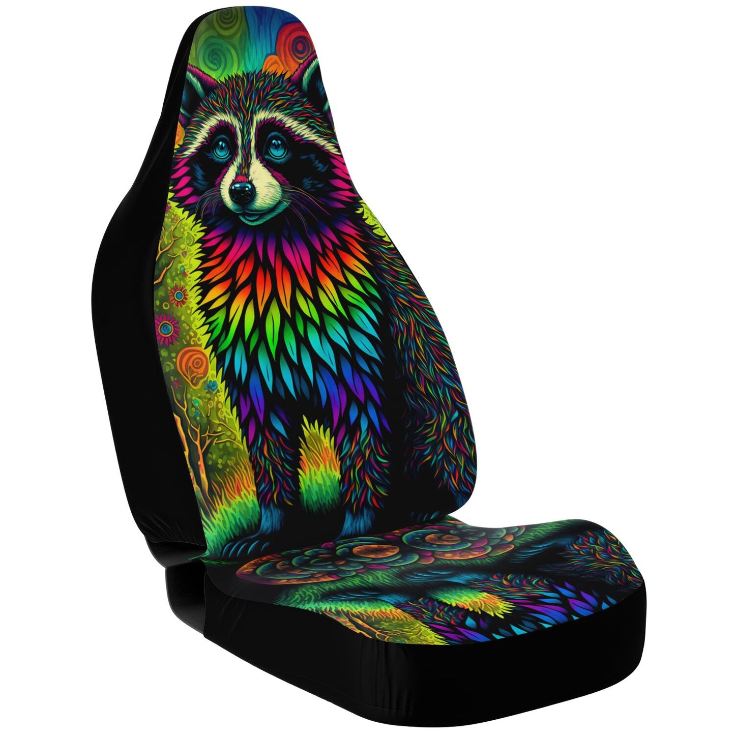 Psycho Raccoon Car Seat Cover - Front Seat Cover or Full Set Front and Back Seat Cover Universal Fit