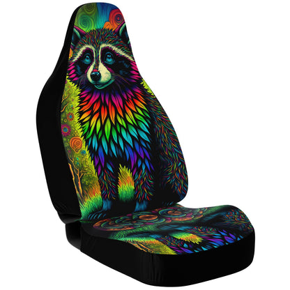 Psycho Raccoon Car Seat Cover - Front Seat Cover or Full Set Front and Back Seat Cover Universal Fit