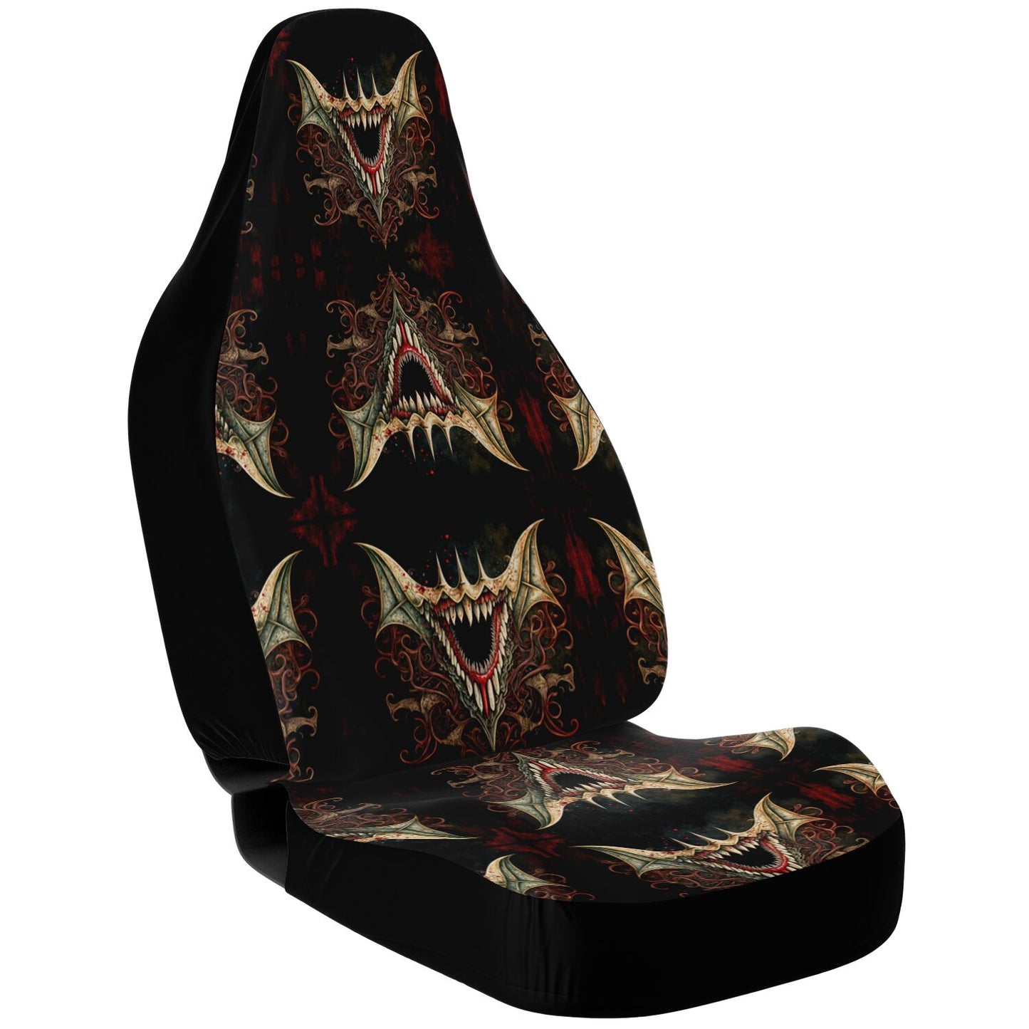 Vampire Fangs Car Seat Cover - Front Seat Cover or Full Set Front and Back Seat Cover Universal Fit