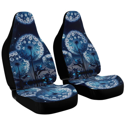 Blue Dandelion Car Seat Cover - Front Seat Cover or Full Set Front and Back Seat Cover Universal Fit
