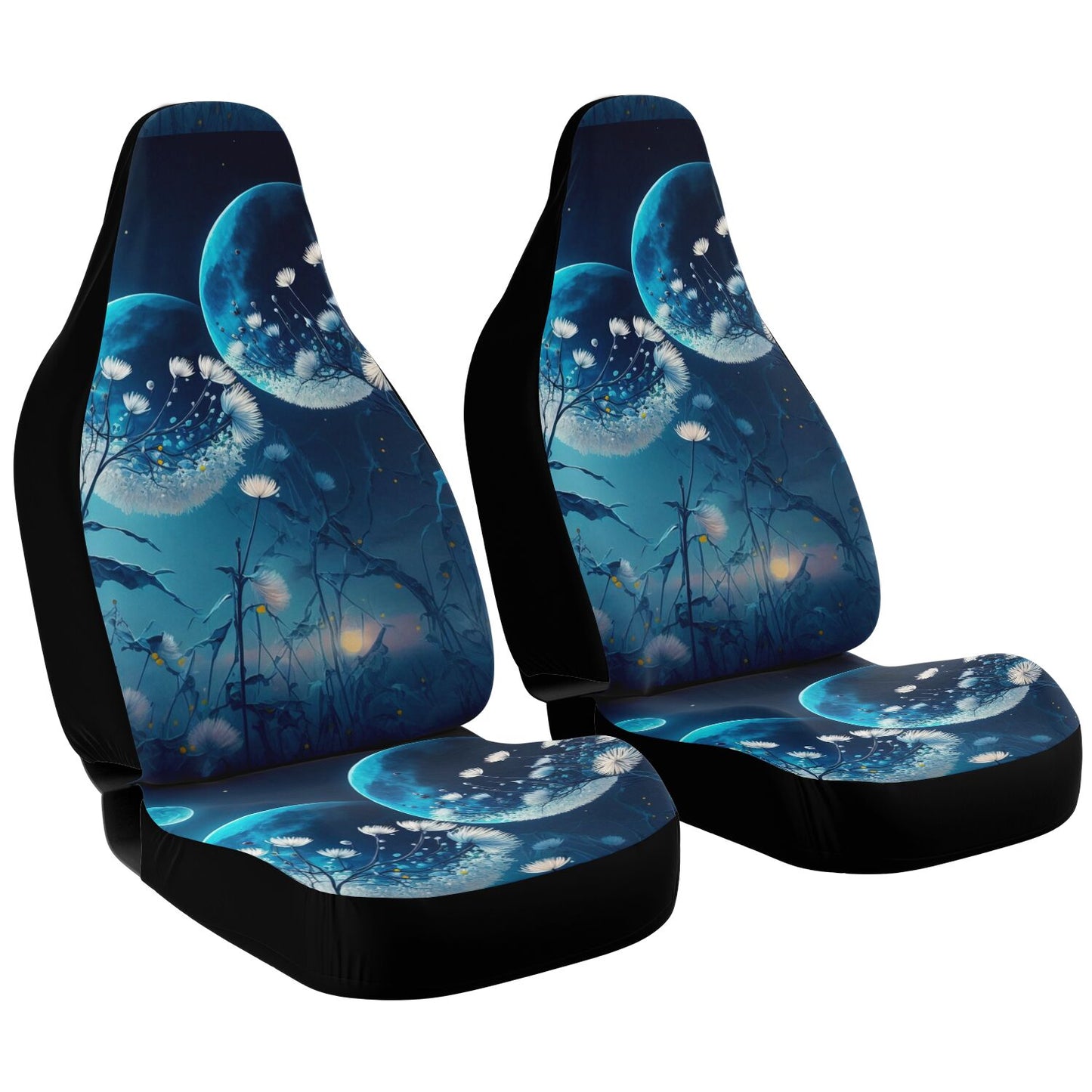 Blue Moon Dandelion Car Seat Cover - Front Seat Cover or Full Set Front and Back Seat Cover Universal Fit