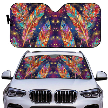 Mystical Vibe Feathers Auto Sun Shades - Car Shade for Vehicle Windscreen Shield Sun Covers