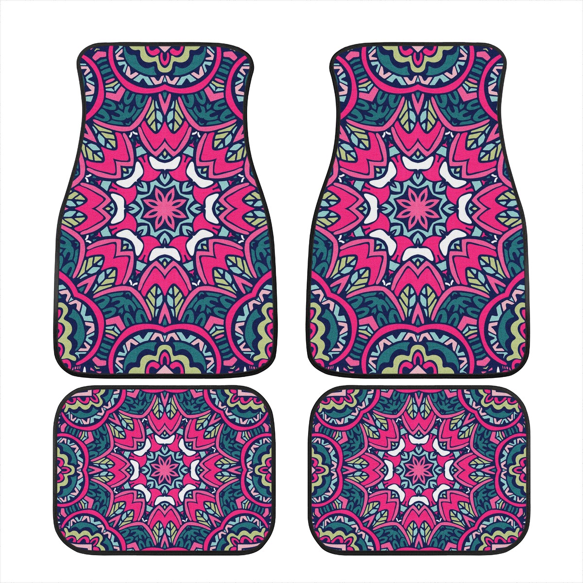 Funky Pink Mandala Car Mats - Set of 2 or 4 Car Floor Mats Car Accessories