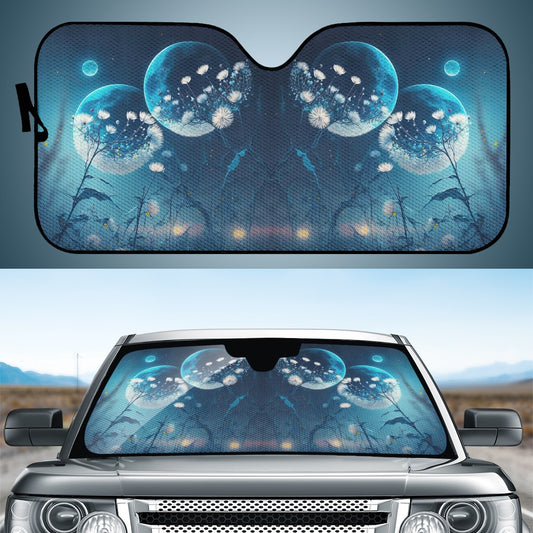 Blue Moon Dandelion Auto Sun Shade - Car Shades for Vehicle Windscreen Shield Sun Covers