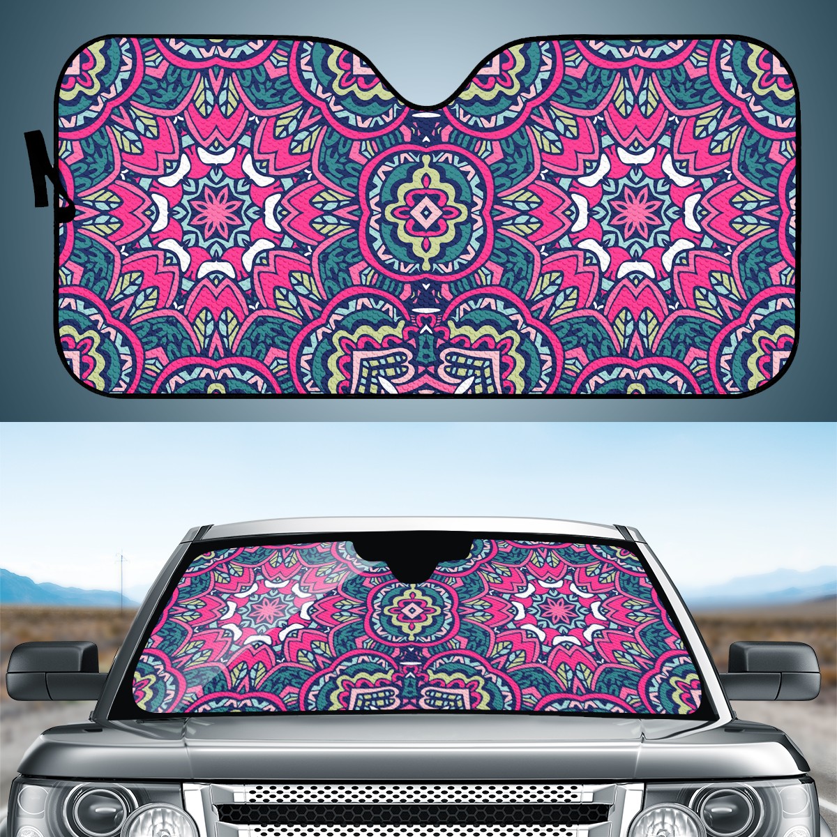 Funky Pink Mandala Auto Sun Shade - Car Shade for Vehicle Windscreen Shield Sun Covers