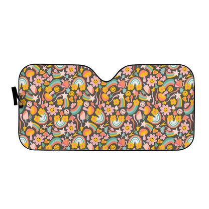 Groovy Flowers Auto Sun Shades - Car Shade for Vehicle Windscreen Shield Sun Cover