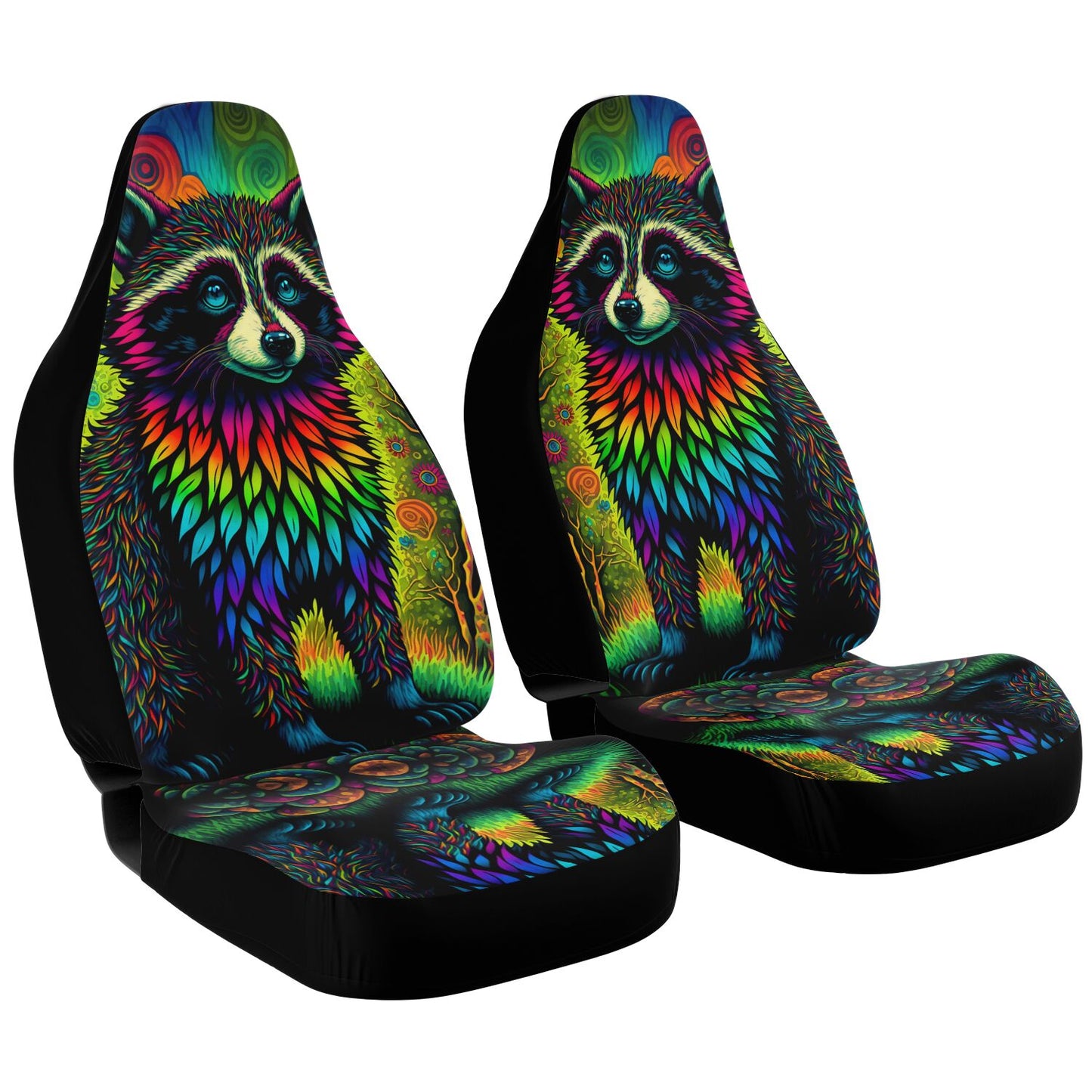 Psycho Raccoon Car Seat Cover - Front Seat Cover or Full Set Front and Back Seat Cover Universal Fit
