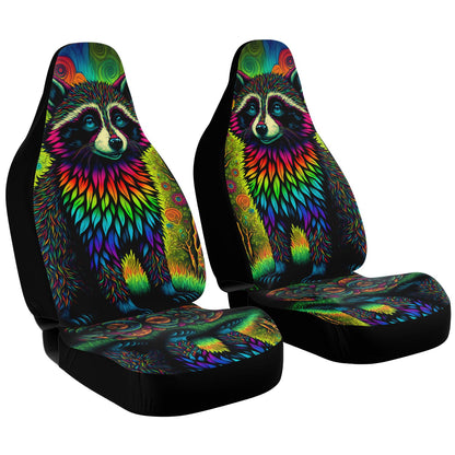 Psycho Raccoon Car Seat Cover - Front Seat Cover or Full Set Front and Back Seat Cover Universal Fit