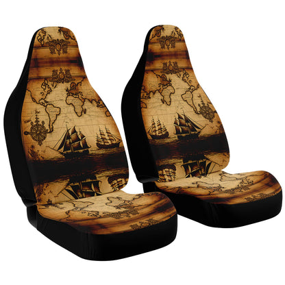 Old Ship Maps 11 Car Seat Covers - Front Seat Cover or Full Set Front and Back Seat Cover Universal Fit