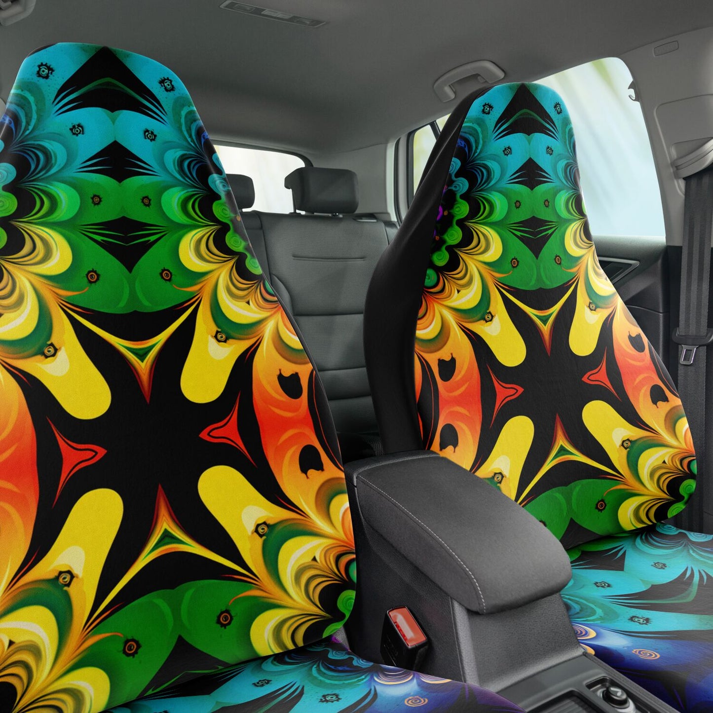 Rainbow Iron Cross Car Seat Cover - Front Seat Cover or Full Set Front and Back Seat Cover Universal Fit