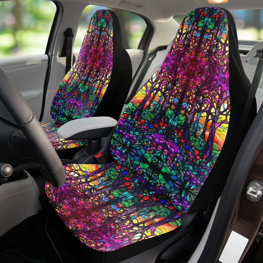 Pink Stained Glass Car Seat Cover - Front Seat Cover or Full Set Front and Back Seat Cover Universal Fit