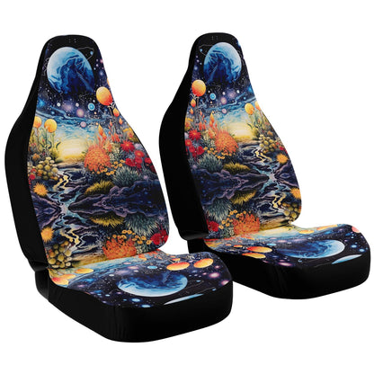 Moon Scape Car Seat Cover - Front Seat Cover or Full Set Front and Back Seat Cover Universal Fit