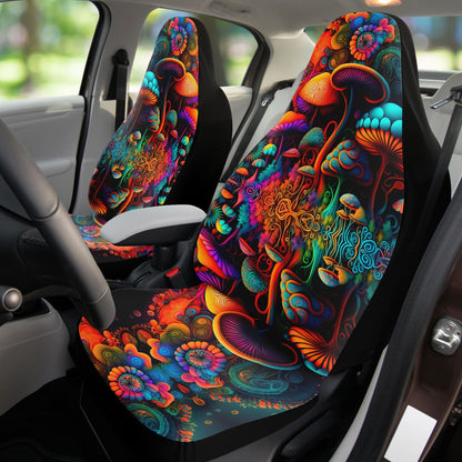 Psychedelic Mushrooms Car Seat Cover - Front Seat Cover or Full Set Front and Back Seat Cover Universal Fit