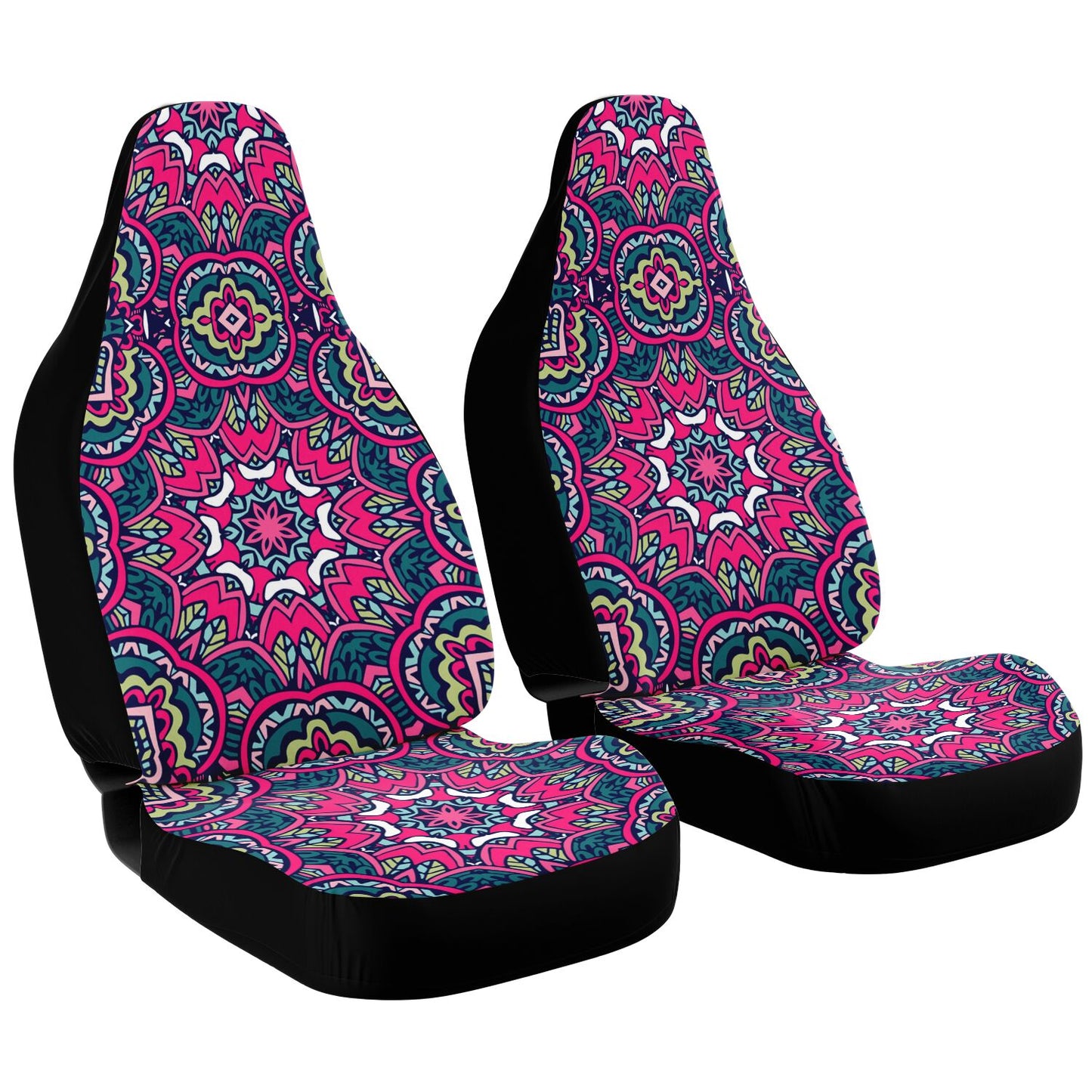 Funky Pink Mandala Car Seat Covers - Front Seat Cover or Full Set Front and Back Seat Cover Universal Fit