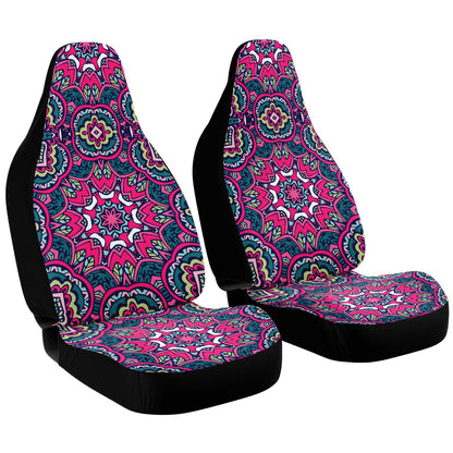Funky Pink Mandala Car Seat Covers - Front Seat Cover or Full Set Front and Back Seat Cover Universal Fit