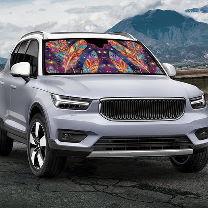 Mystical Vibe Feathers Auto Sun Shades - Car Shade for Vehicle Windscreen Shield Sun Covers